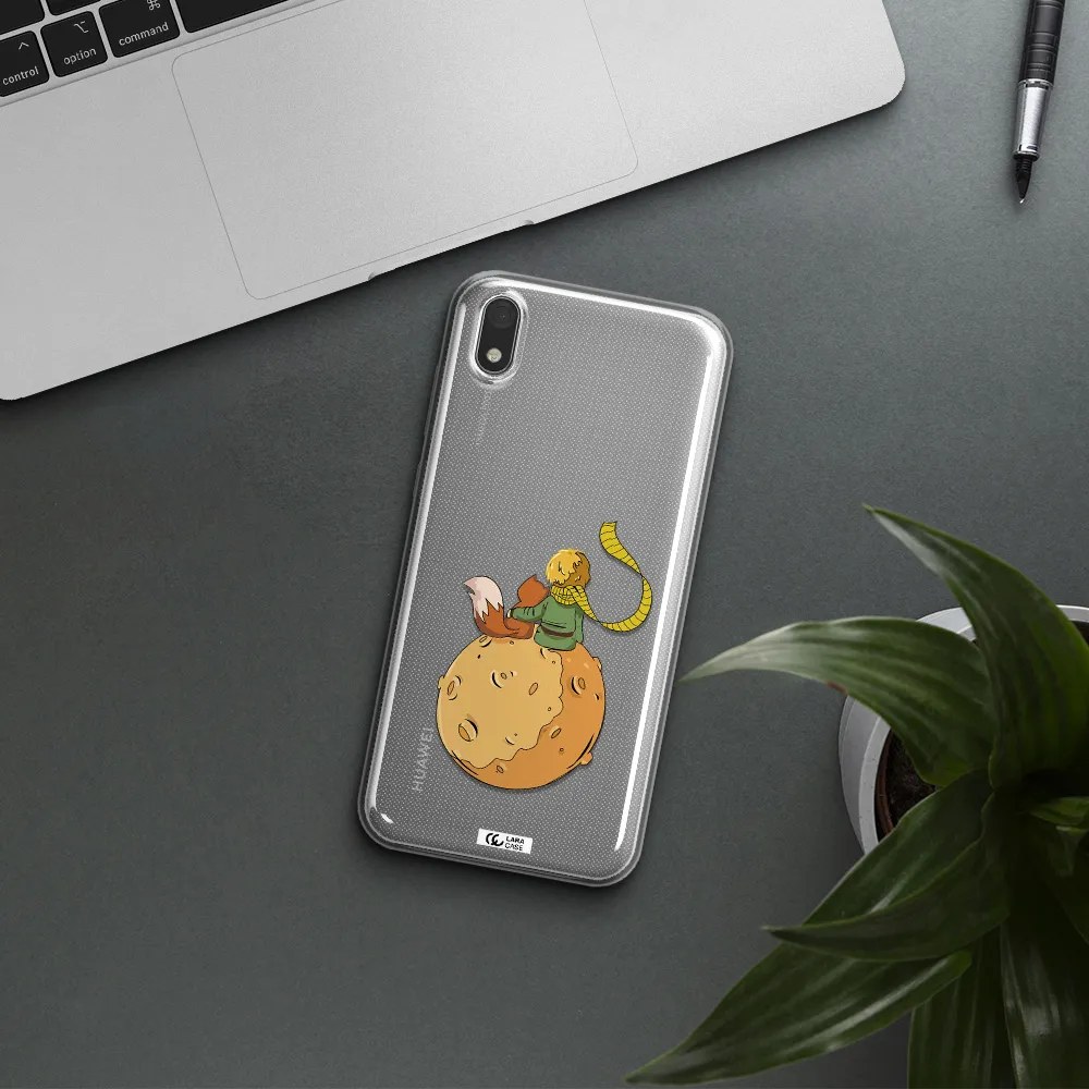 a cartoon of a fox and a fox sitting on a planet Huawei Honor 8S Clear TPU Case