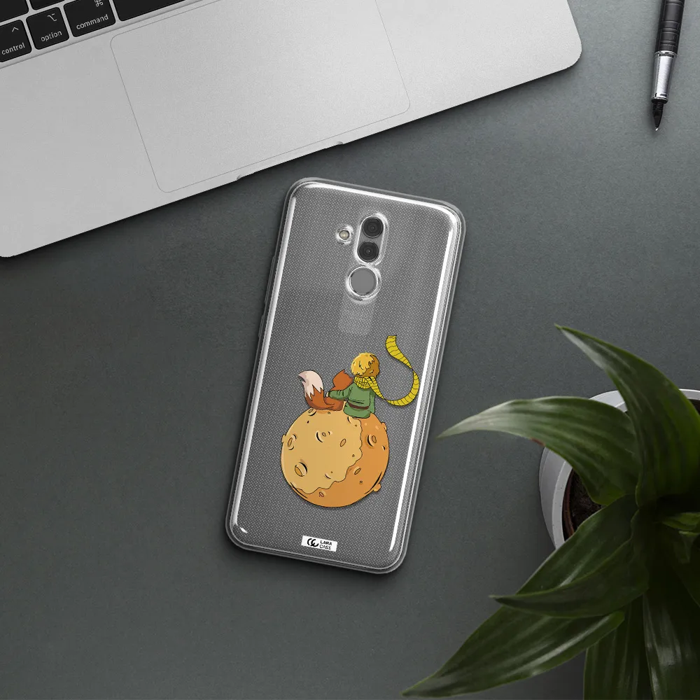 a cartoon of a fox and a fox sitting on a planet Huawei Mate 20 Lite Clear TPU Case