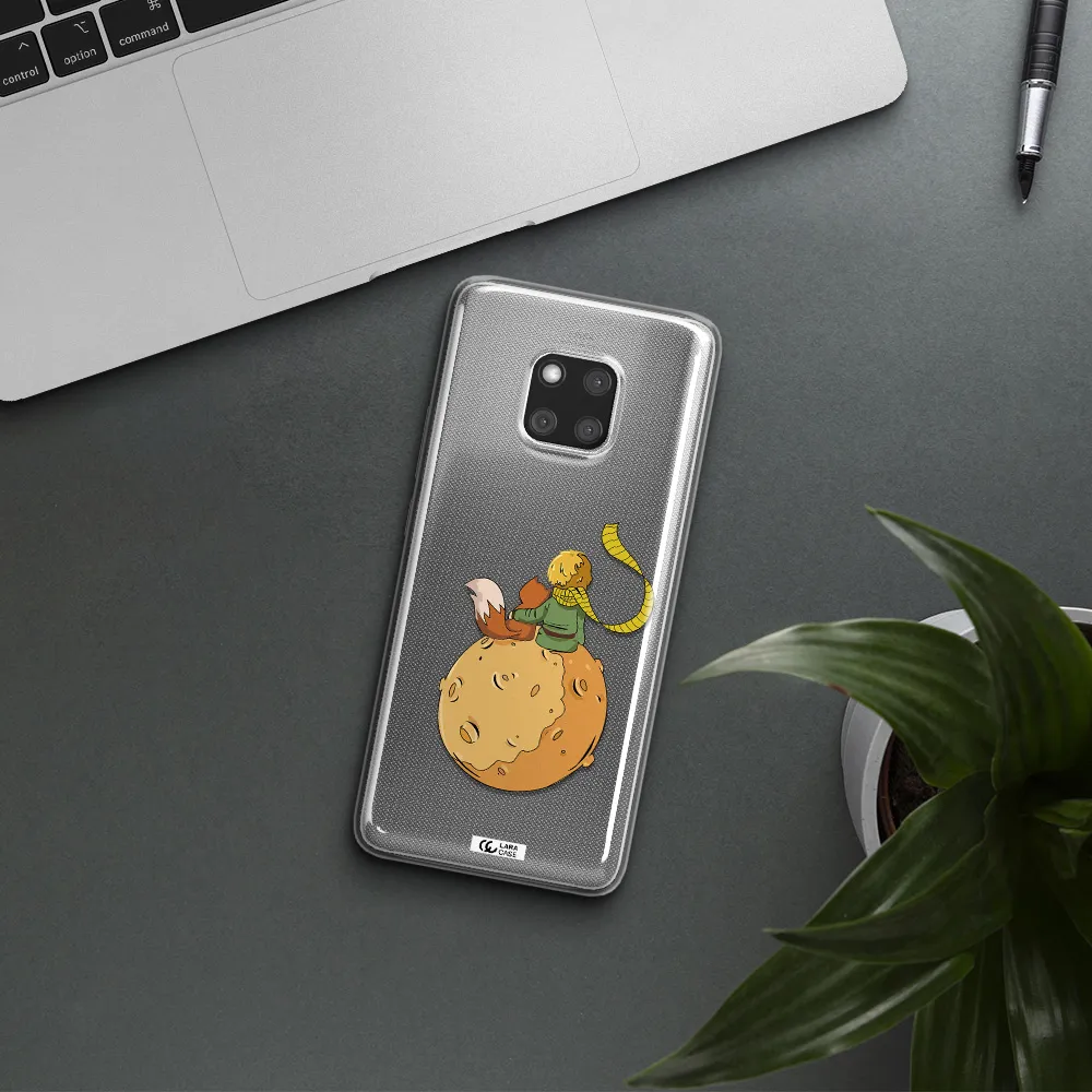 a cartoon of a fox and a fox sitting on a planet Huawei Mate 20 Pro Clear TPU Case