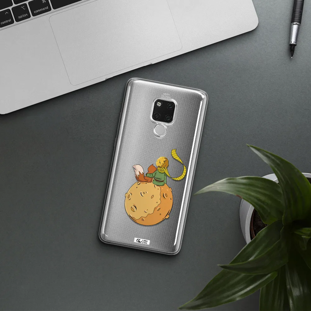 a cartoon of a fox and a fox sitting on a planet Huawei Mate 20X Clear TPU Case