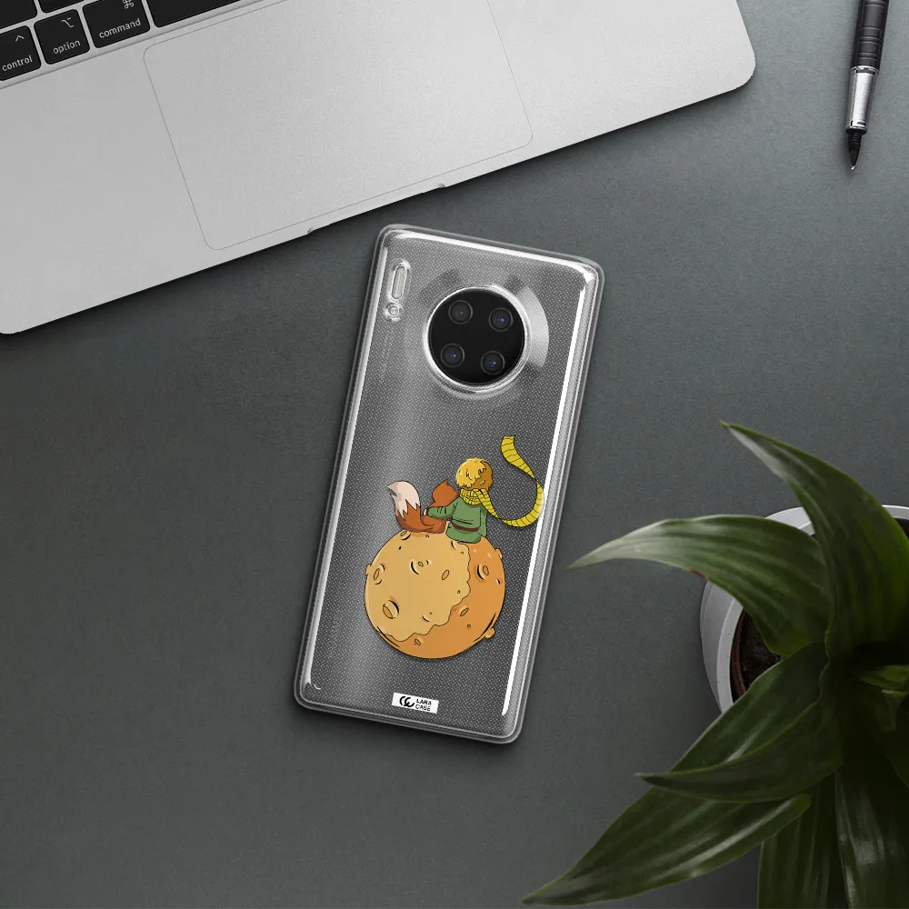 a cartoon of a fox and a fox sitting on a planet Huawei Mate 30 Pro Clear TPU Case
