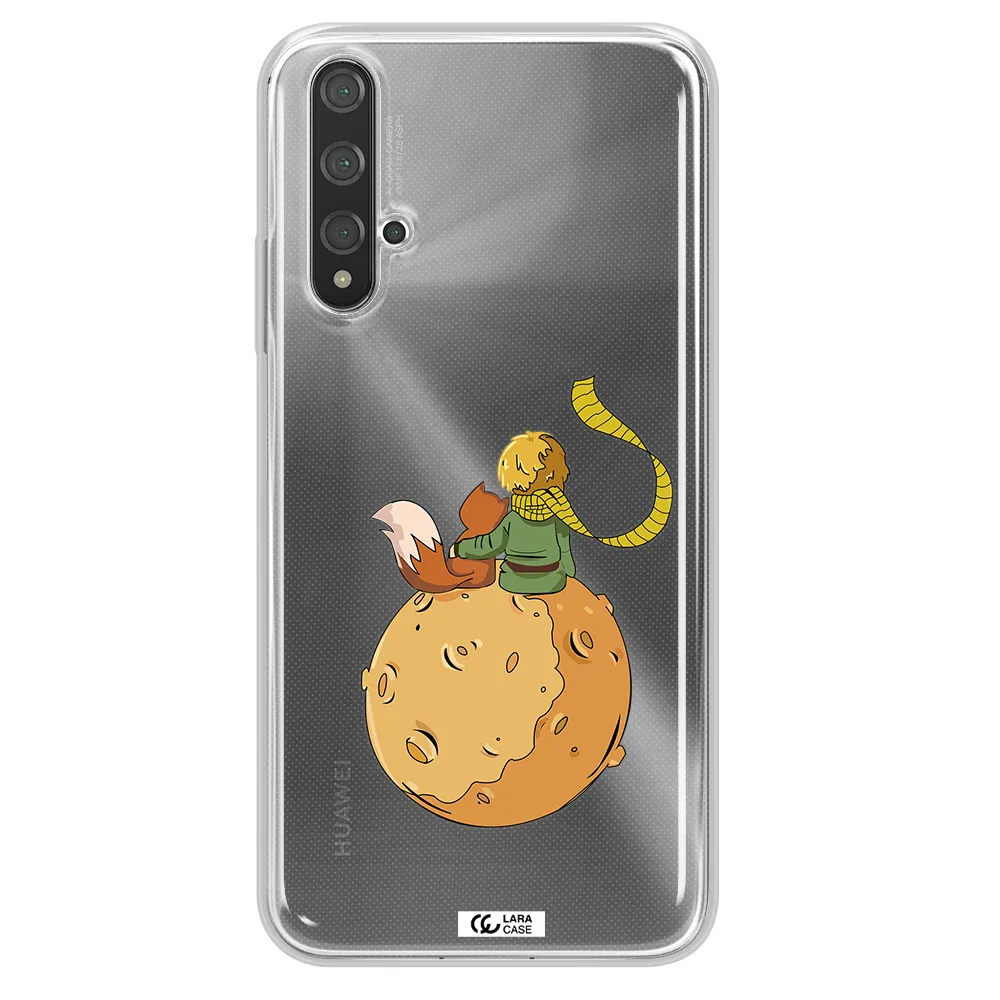 a cartoon of a fox and a fox sitting on a planet Huawei Nova 5t Clear TPU Case