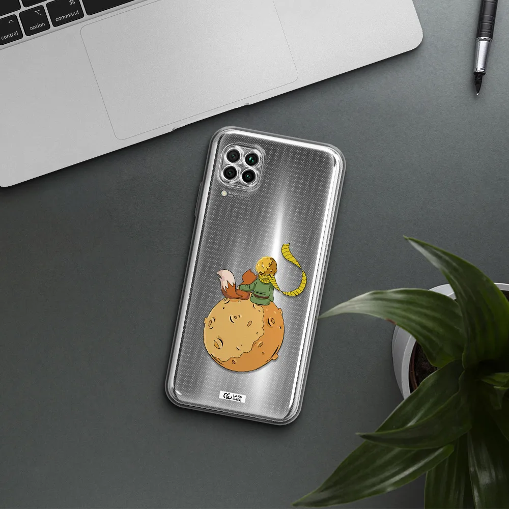 A Cartoon Of A Fox And A Fox Sitting On A Planet Huawei Nova 7I Clear Tpu Case