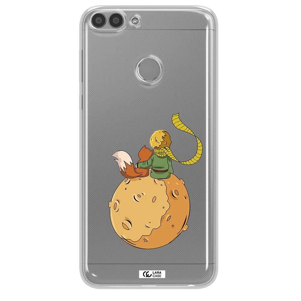 a cartoon of a fox and a fox sitting on a planet Huawei P Smart 2017 Clear TPU Case