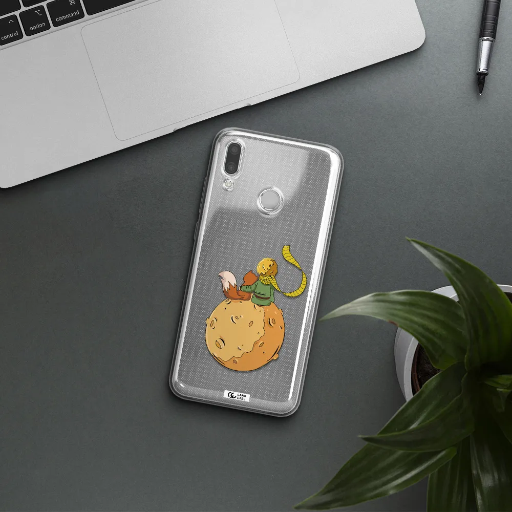 a cartoon of a fox and a fox sitting on a planet Huawei P Smart 2019 Clear TPU Case