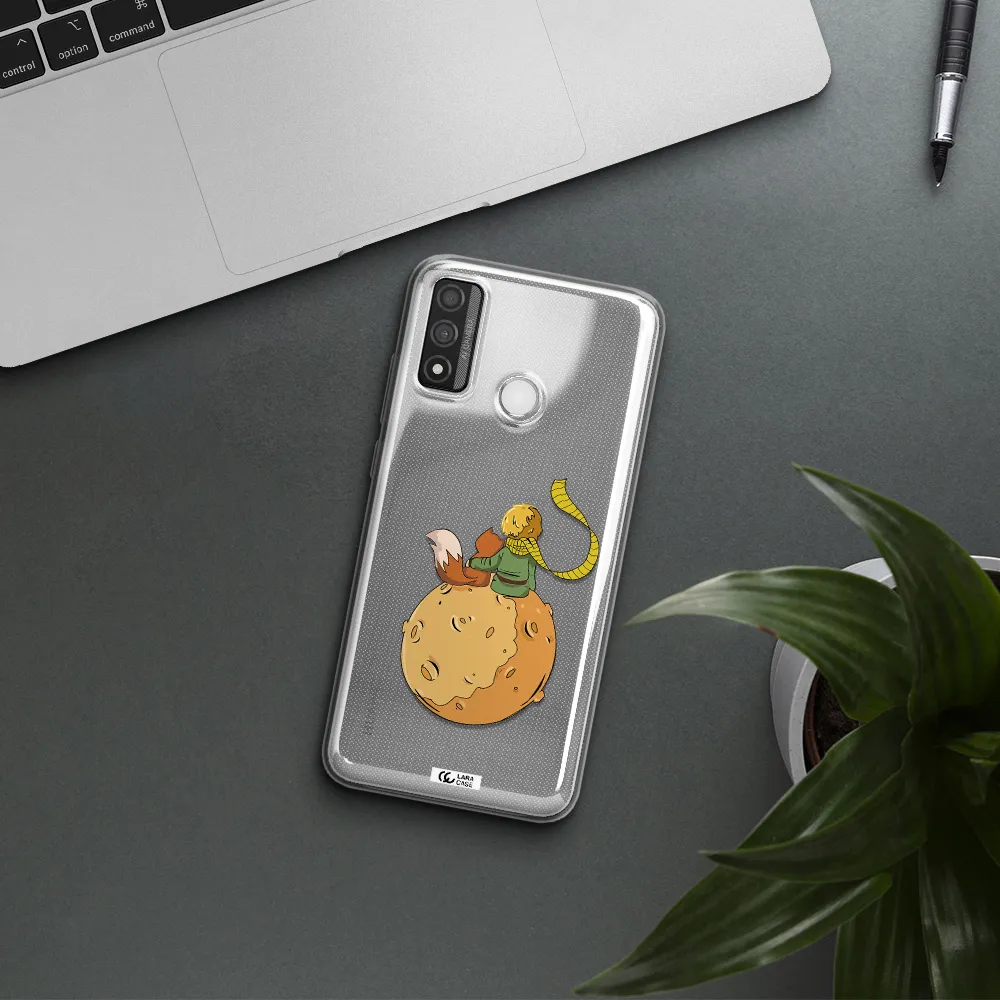 a cartoon of a fox and a fox sitting on a planet Huawei P Smart 2020 Clear TPU Case