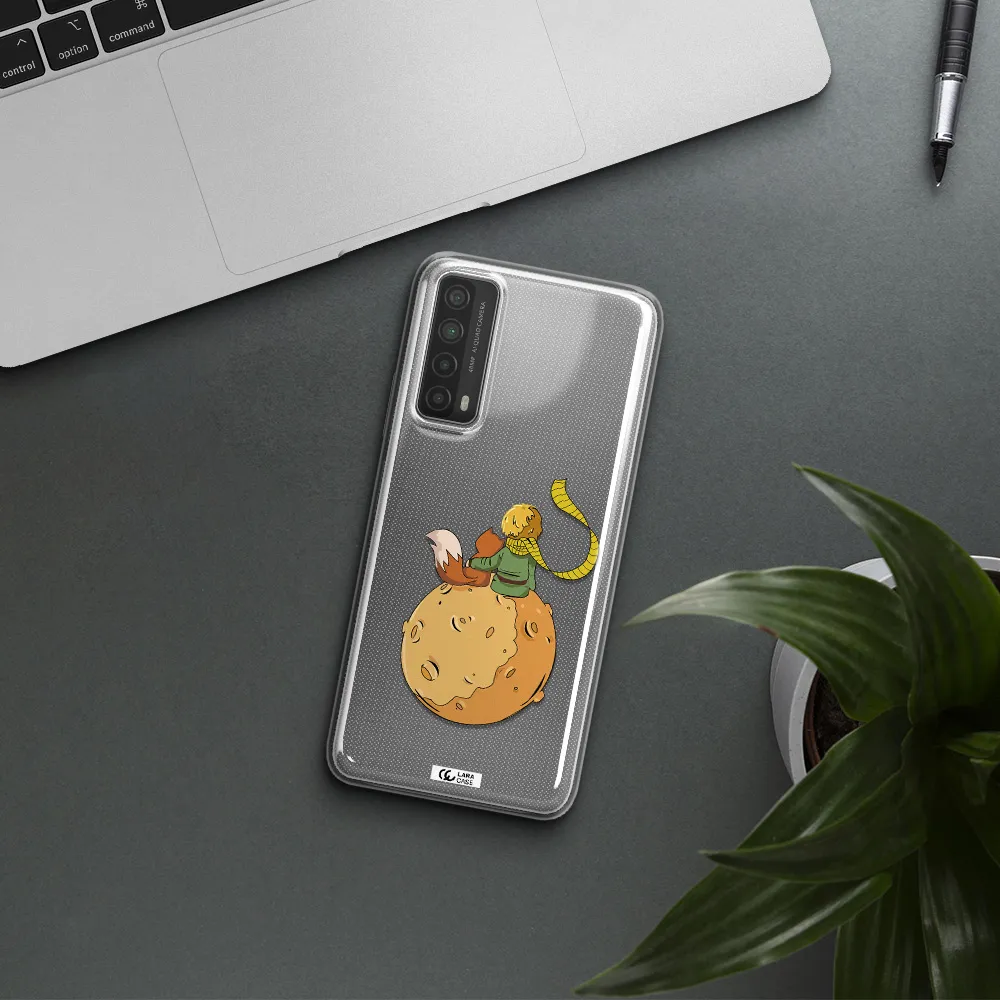 a cartoon of a fox and a fox sitting on a planet Huawei P Smart 2021 Clear TPU Case