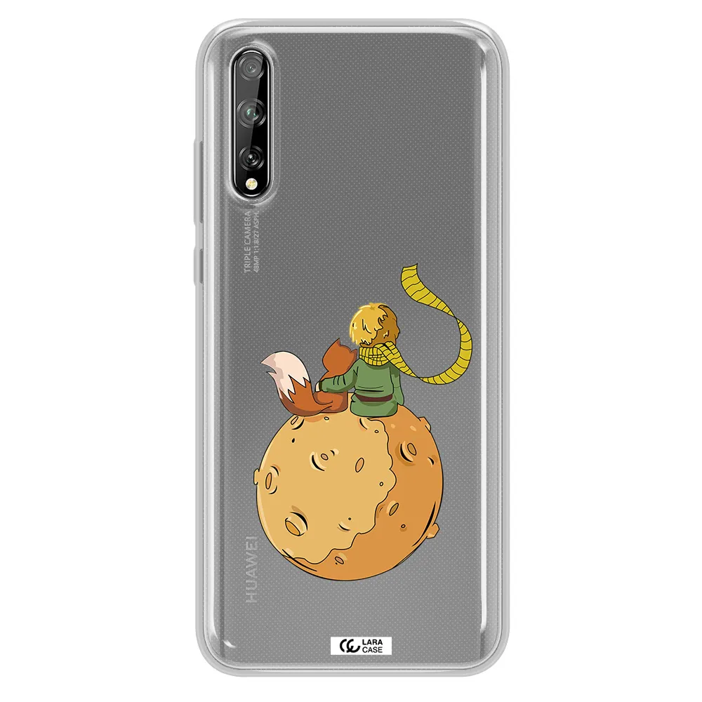 a cartoon of a fox and a fox sitting on a planet Huawei P Smart S Clear TPU Case