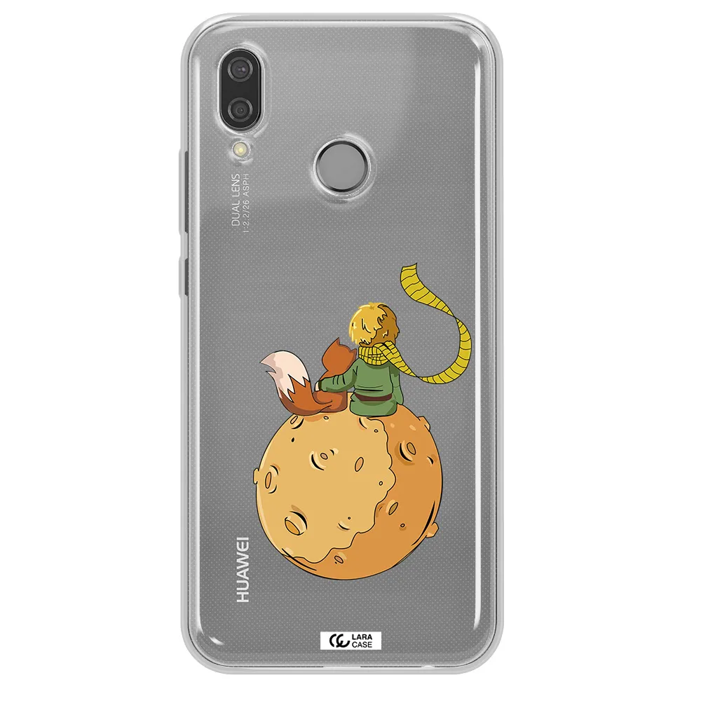 a cartoon of a fox and a fox sitting on a planet Huawei P20 Lite Clear TPU Case