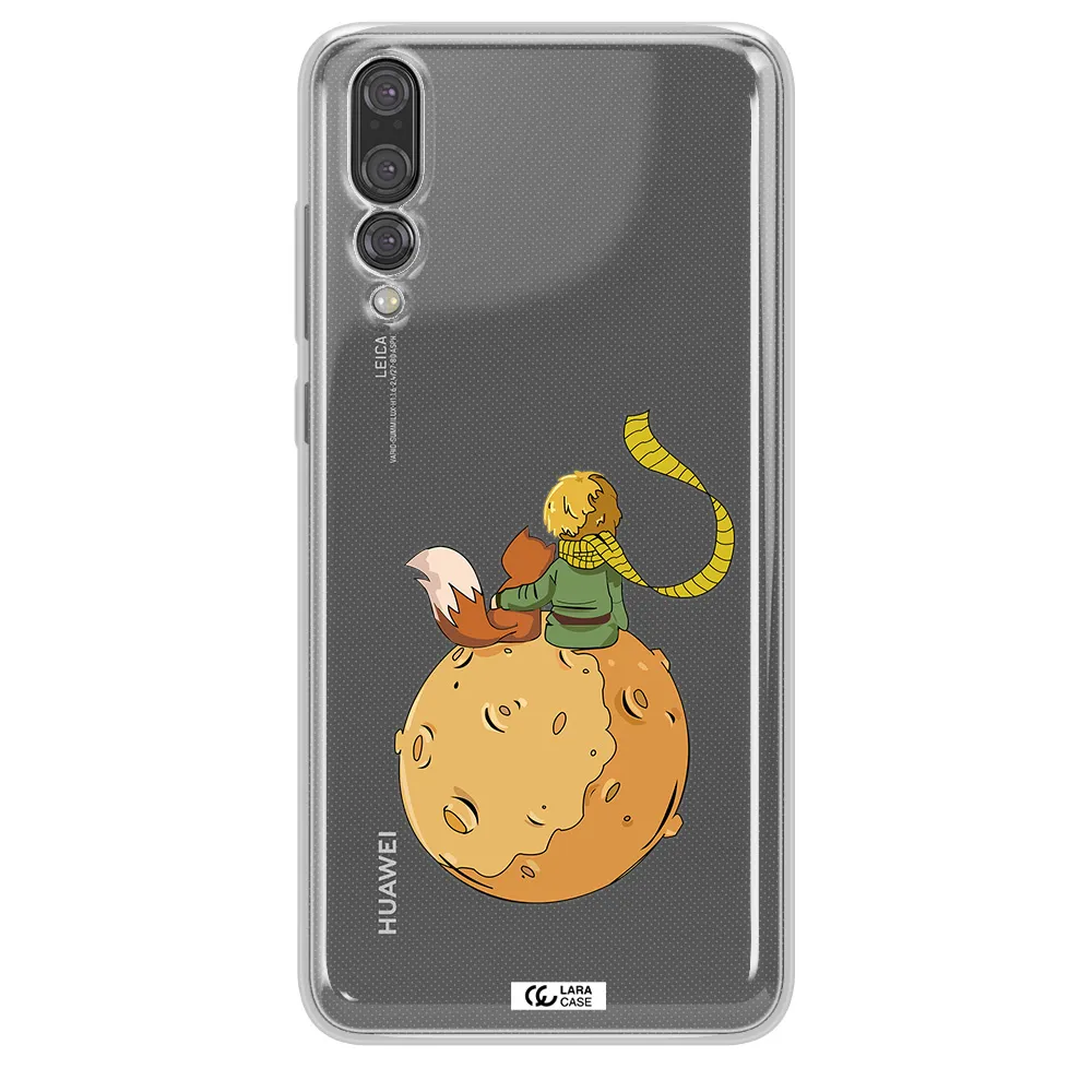 a cartoon of a fox and a fox sitting on a planet Huawei P20 Pro Clear TPU Case