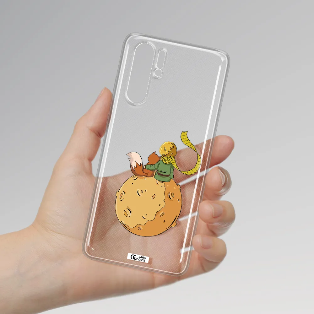 a cartoon of a fox and a fox sitting on a planet Huawei P30 Pro Clear TPU Case