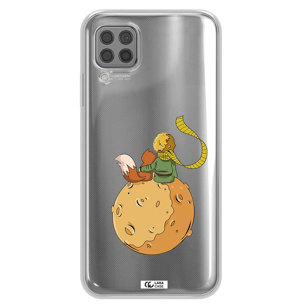 a cartoon of a fox and a fox sitting on a planet Huawei P40 Lite Clear TPU Case
