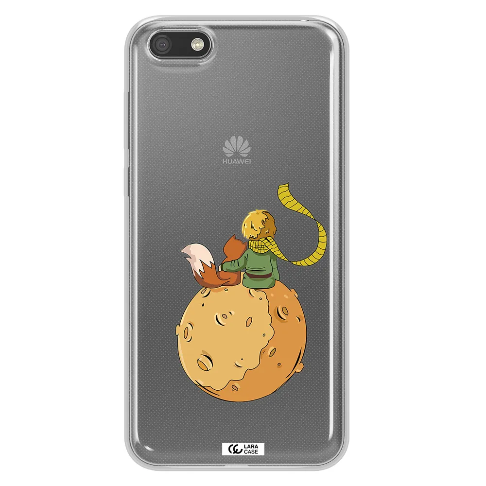 a cartoon of a fox and a fox sitting on a planet Huawei Y5 2018 Clear TPU Case