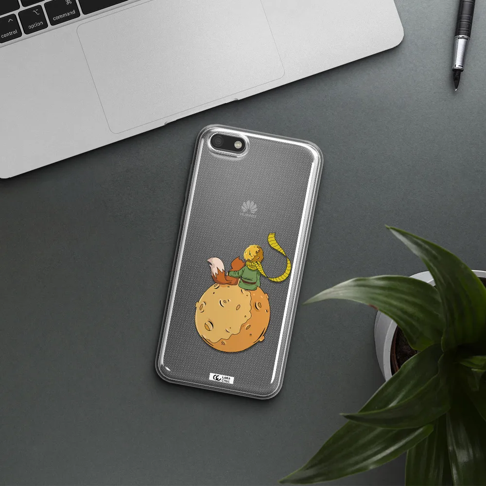 a cartoon of a fox and a fox sitting on a planet Huawei Y5 2018 Clear TPU Case