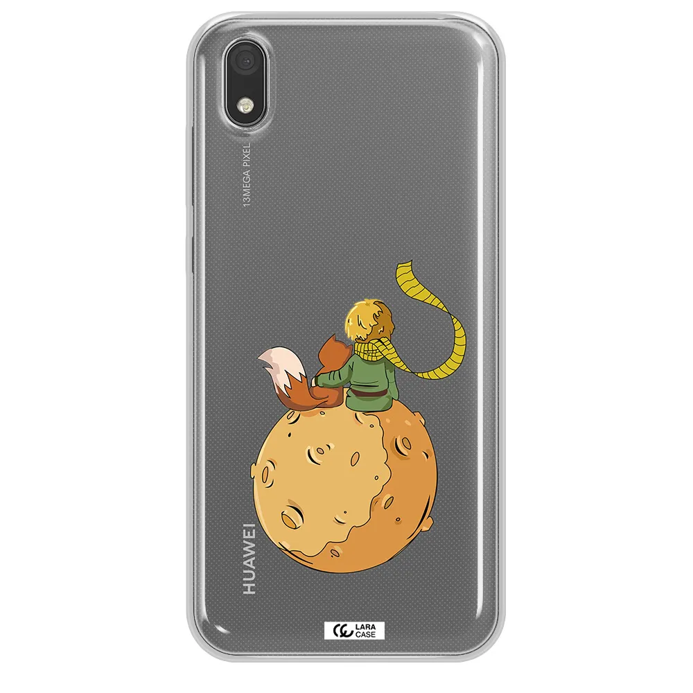 a cartoon of a fox and a fox sitting on a planet Huawei Y5 2019 Clear TPU Case