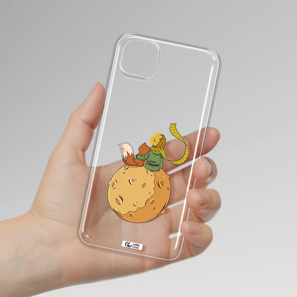 a cartoon of a fox and a fox sitting on a planet Huawei Y5P Clear TPU Case