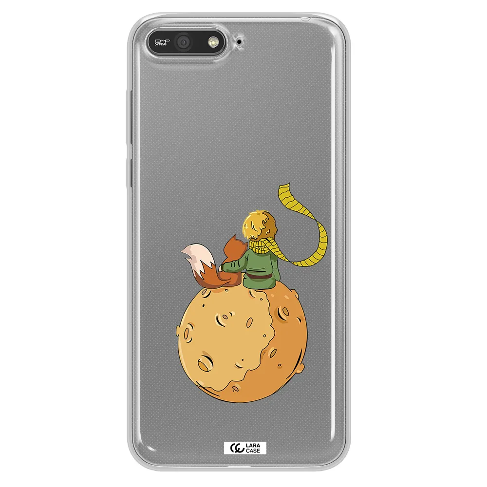 a cartoon of a fox and a fox sitting on a planet Huawei Y6 2018 Clear TPU Case