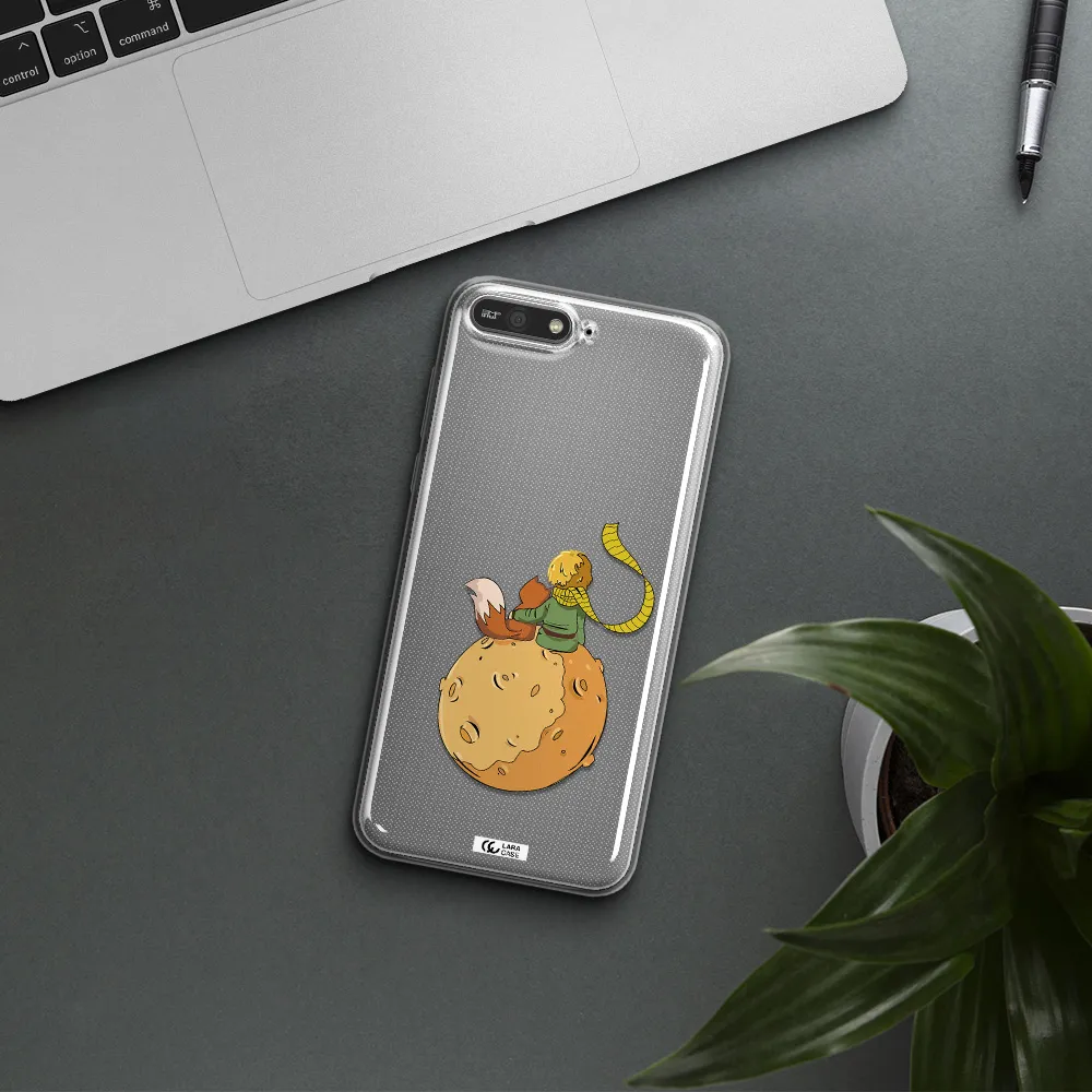 a cartoon of a fox and a fox sitting on a planet Huawei Y6 2018 Clear TPU Case