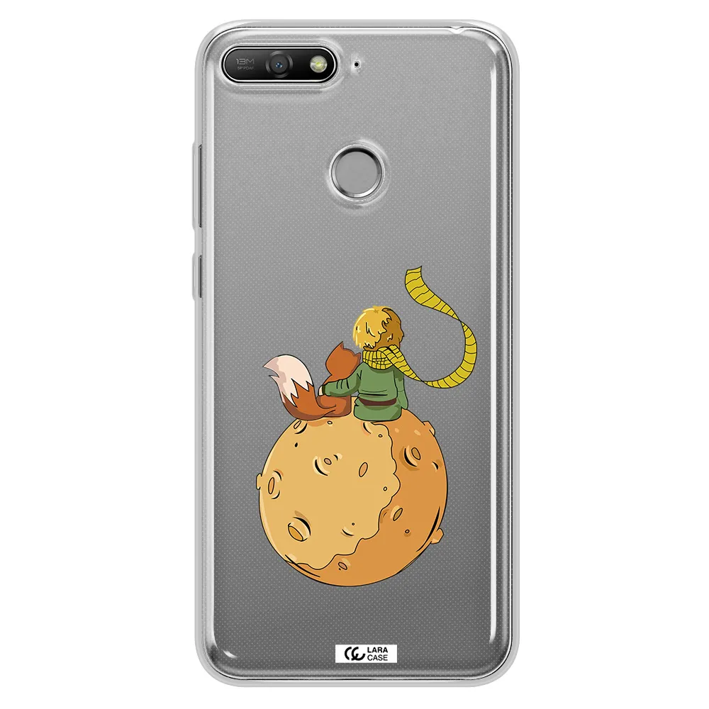 a cartoon of a fox and a fox sitting on a planet Huawei Y6 Prime 2018 Clear TPU Case