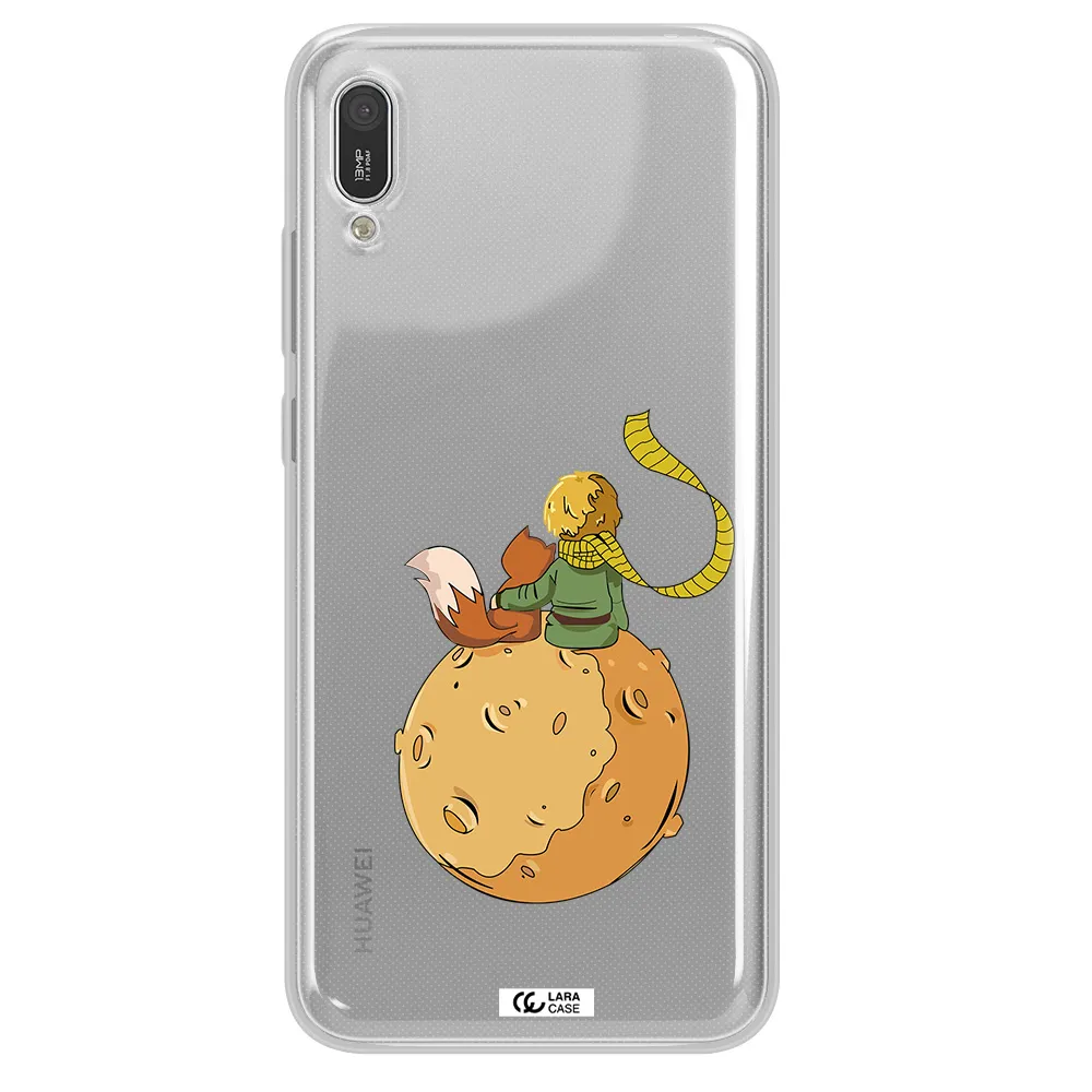 a cartoon of a fox and a fox sitting on a planet Huawei Y6 Pro 2019 Clear TPU Case