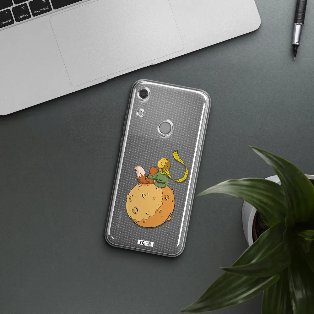 a cartoon of a fox and a fox sitting on a planet Huawei Y6S Clear TPU Case