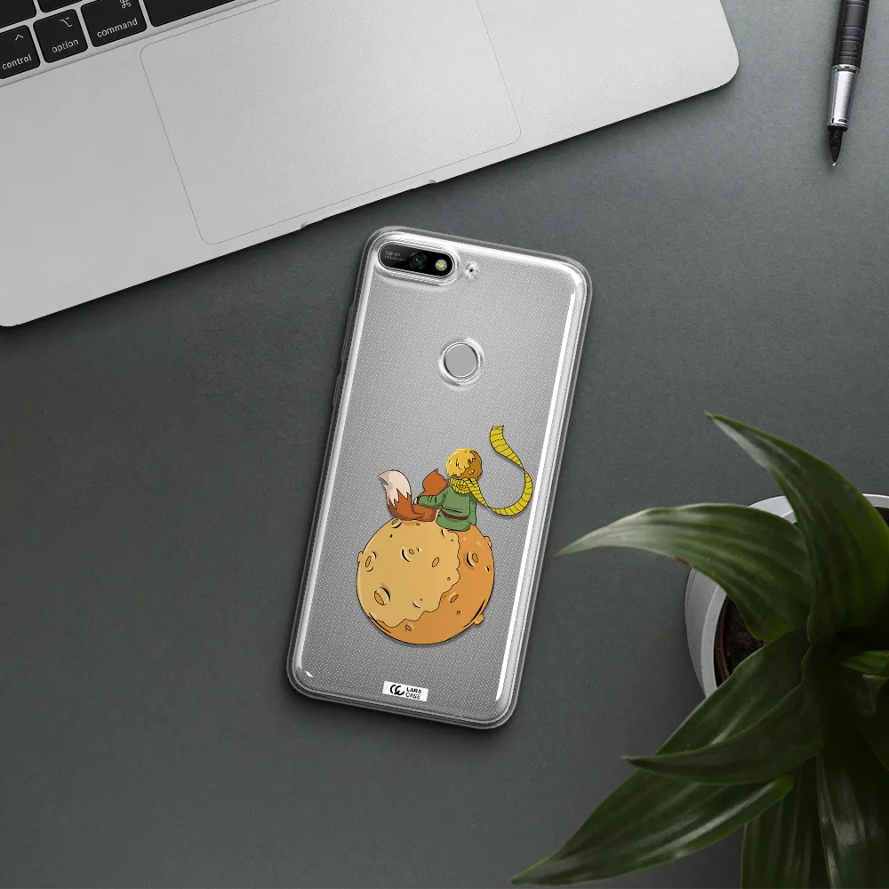 a cartoon of a fox and a fox sitting on a planet Huawei Y7 2018 Clear TPU Case