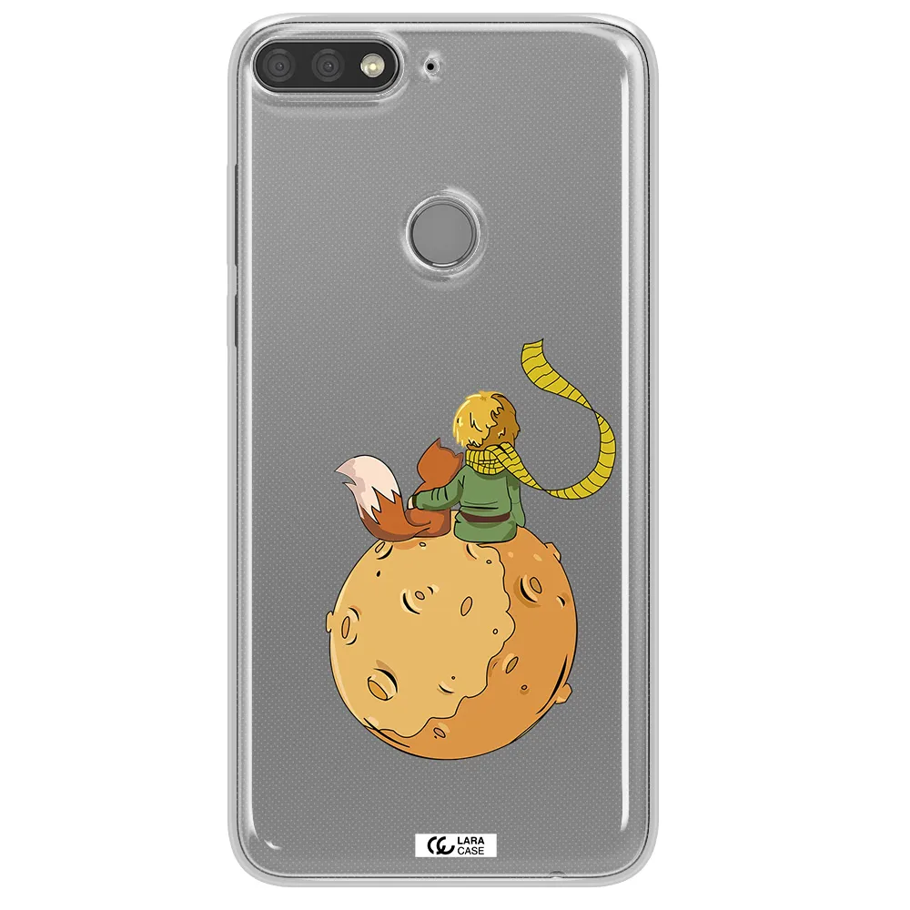 a cartoon of a fox and a fox sitting on a planet Huawei Y7 Prime 2018 Clear TPU Case