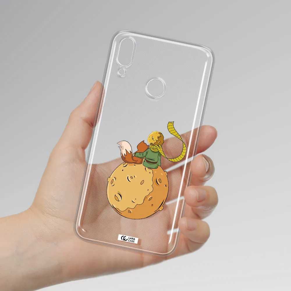 a cartoon of a fox and a fox sitting on a planet Huawei Y9 2019 Clear TPU Case