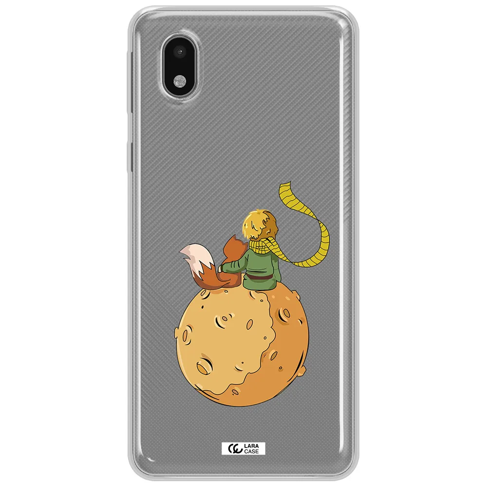 A Cartoon Of A Fox And A Fox Sitting On A Planet Samsung A01 Core Clear Tpu Case