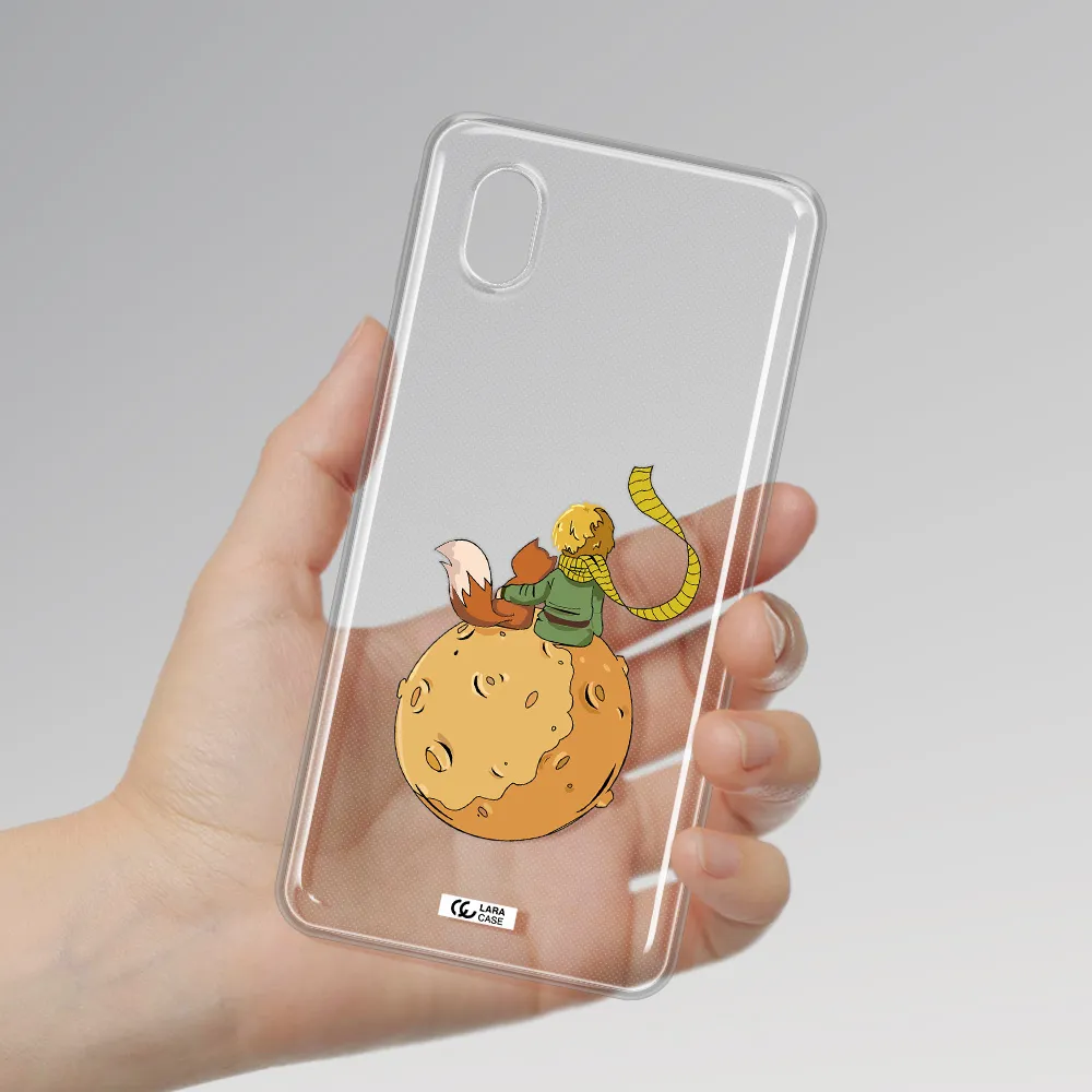 A Cartoon Of A Fox And A Fox Sitting On A Planet Samsung A01 Core Clear Tpu Case