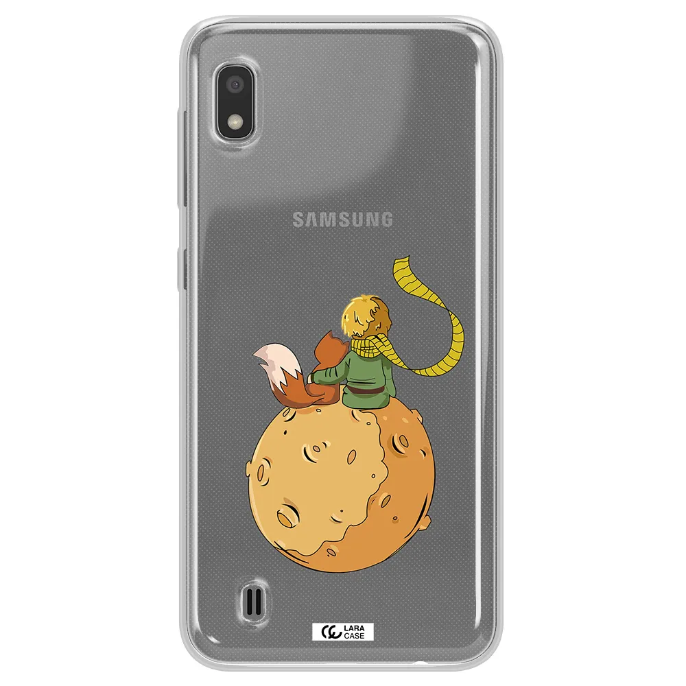a cartoon of a fox and a fox sitting on a planet Samsung A10 Clear TPU Case