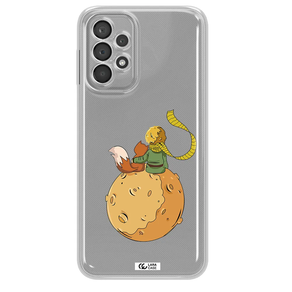 A Cartoon Of A Fox And A Fox Sitting On A Planet Samsung A23 5G Clear Tpu Case