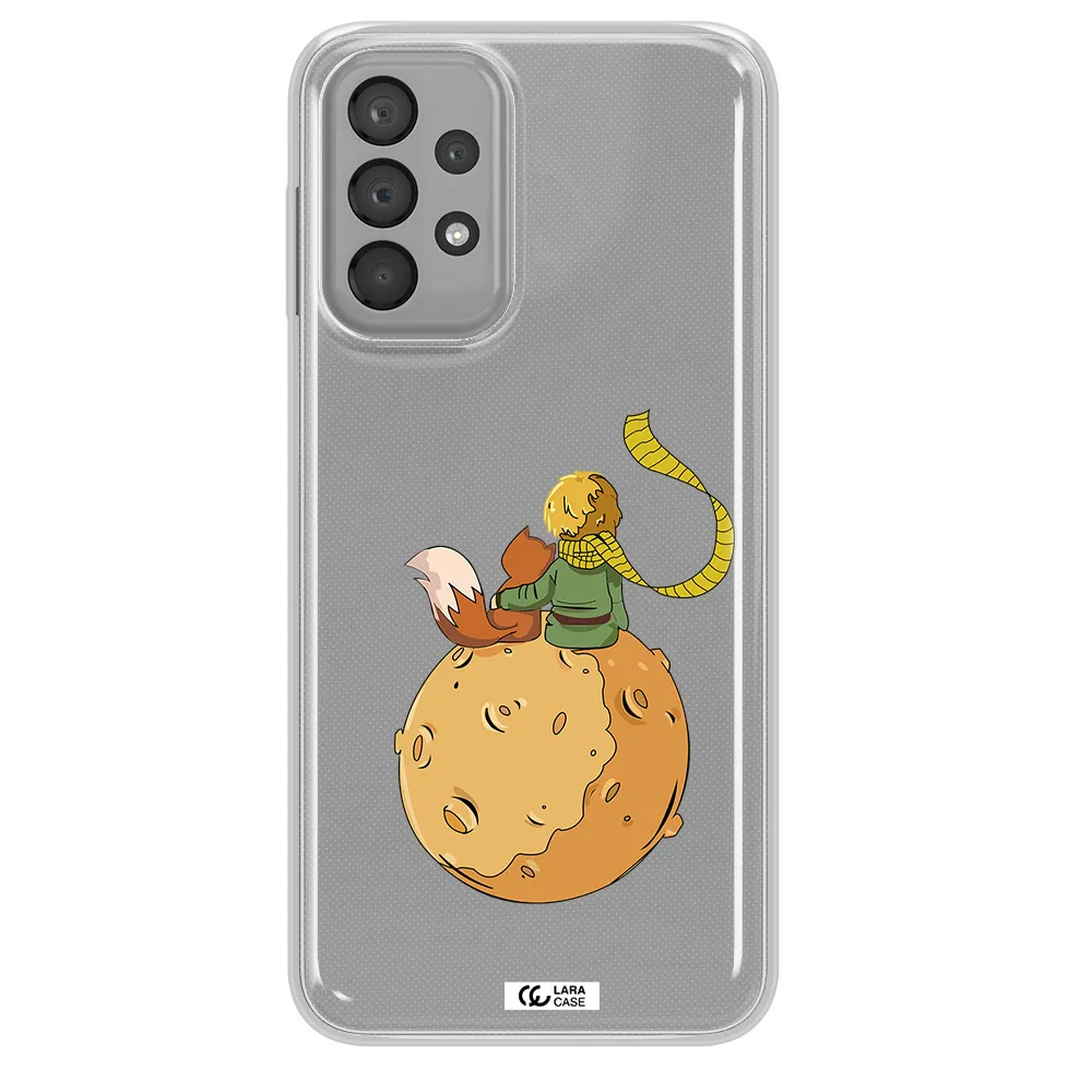 a cartoon of a fox and a fox sitting on a planet Samsung A23 Clear TPU Case