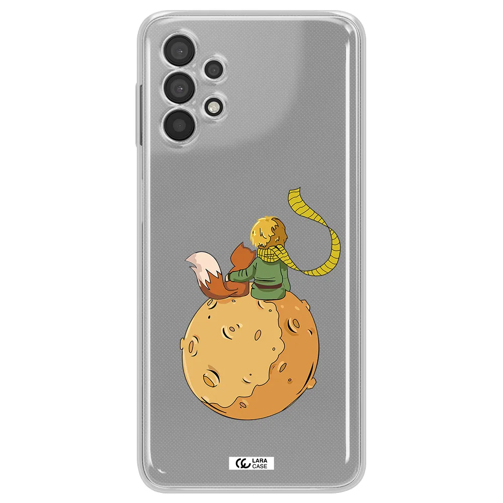 A Cartoon Of A Fox And A Fox Sitting On A Planet Samsung A32 4G Clear Tpu Case