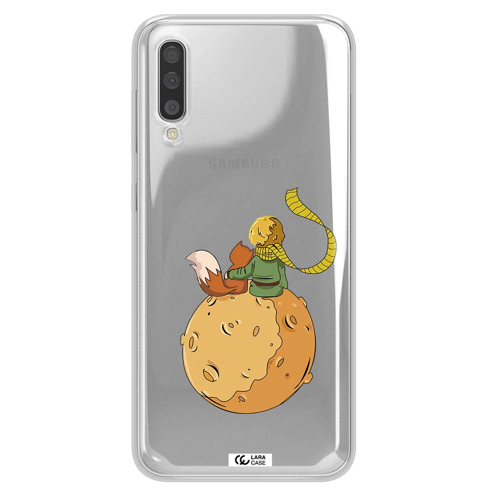 A Cartoon Of A Fox And A Fox Sitting On A Planet Samsung A50S Clear Tpu Case