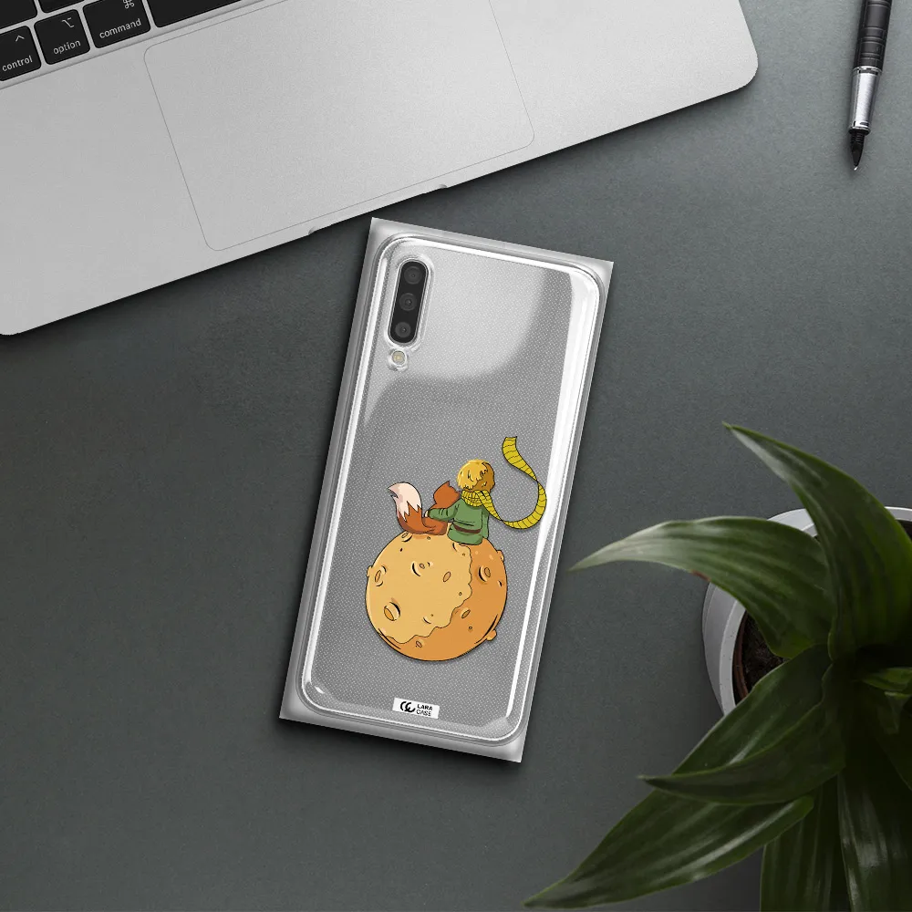 A Cartoon Of A Fox And A Fox Sitting On A Planet Samsung A50S Clear Tpu Case
