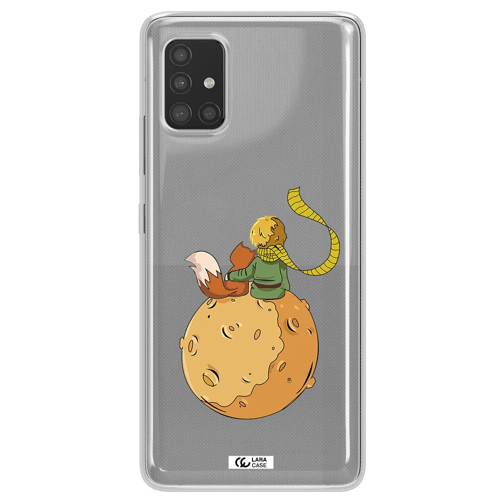 a cartoon of a fox and a fox sitting on a planet Samsung A51 Clear TPU Case
