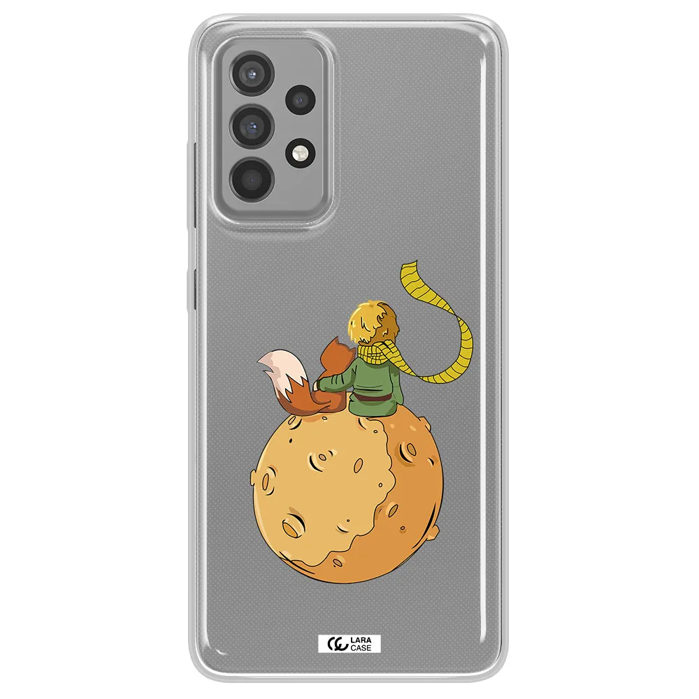 a cartoon of a fox and a fox sitting on a planet Samsung A52 Clear TPU Case