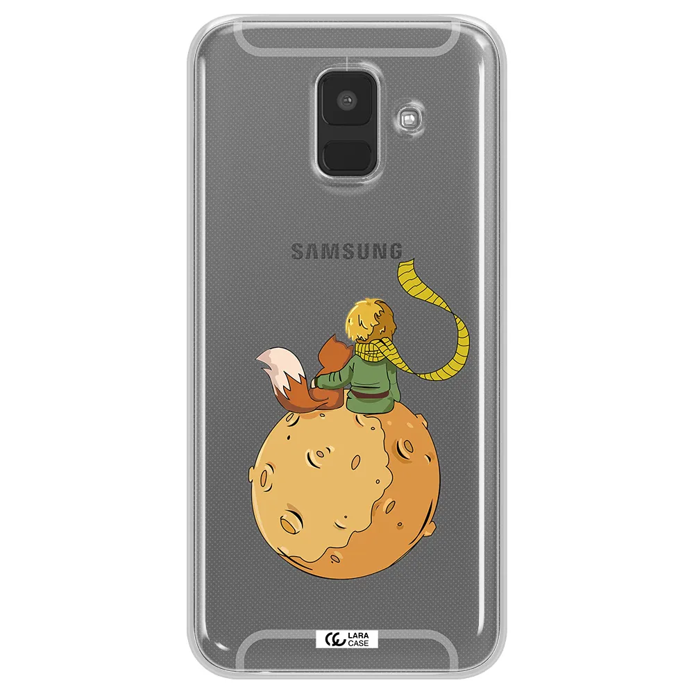 a cartoon of a fox and a fox sitting on a planet Samsung A6 Clear TPU Case