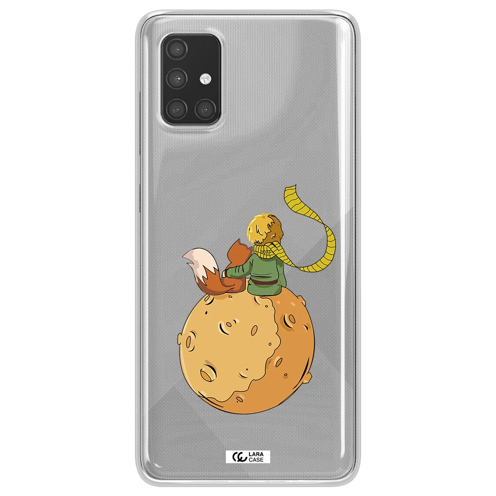 a cartoon of a fox and a fox sitting on a planet Samsung A71 Clear TPU Case