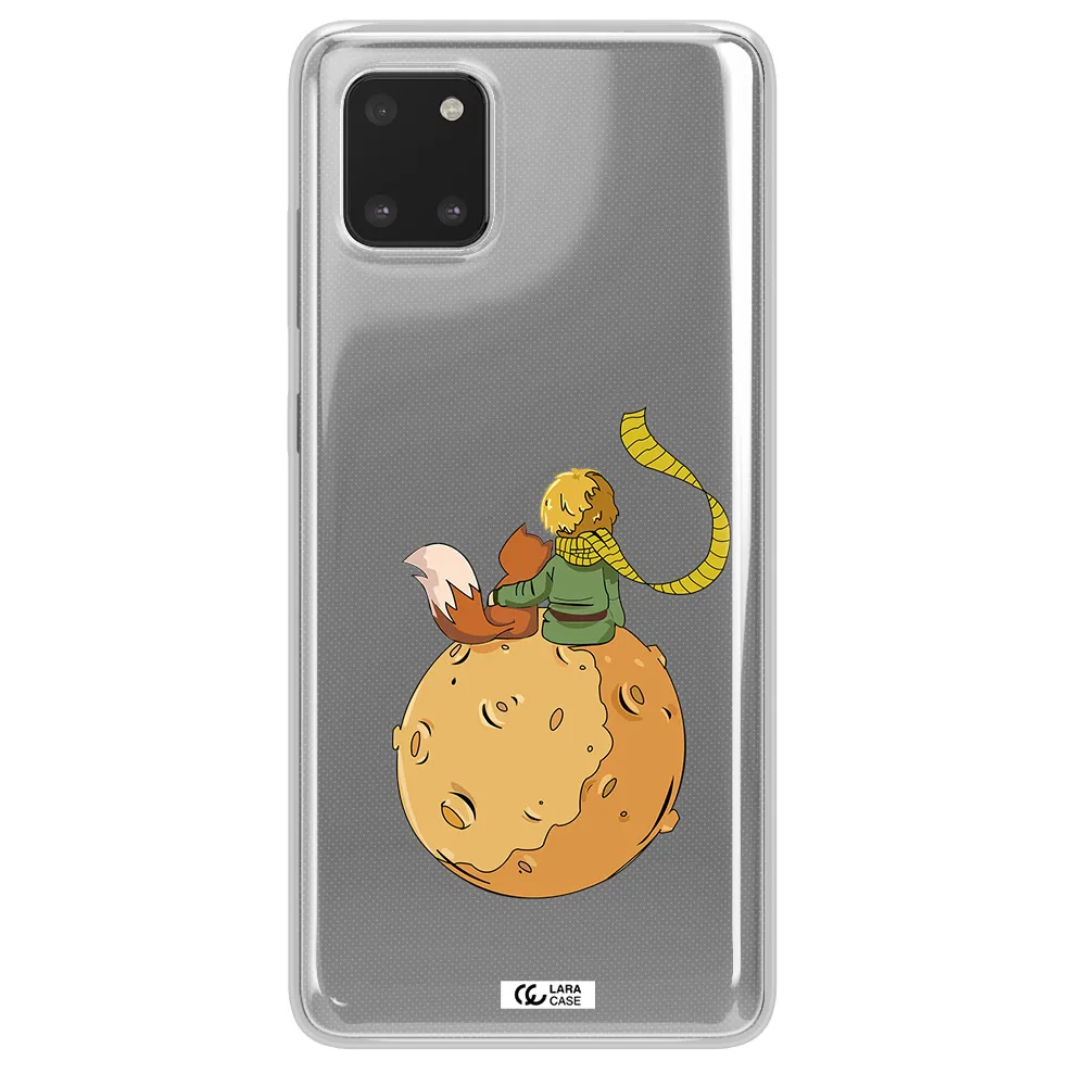a cartoon of a fox and a fox sitting on a planet Samsung A81 Clear TPU Case