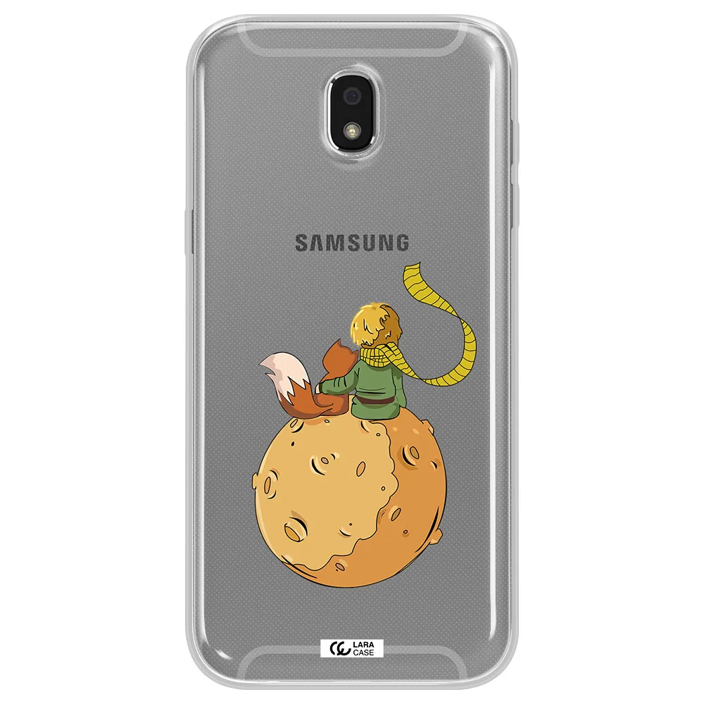 a cartoon of a fox and a fox sitting on a planet Samsung J5 2017 Clear TPU Case