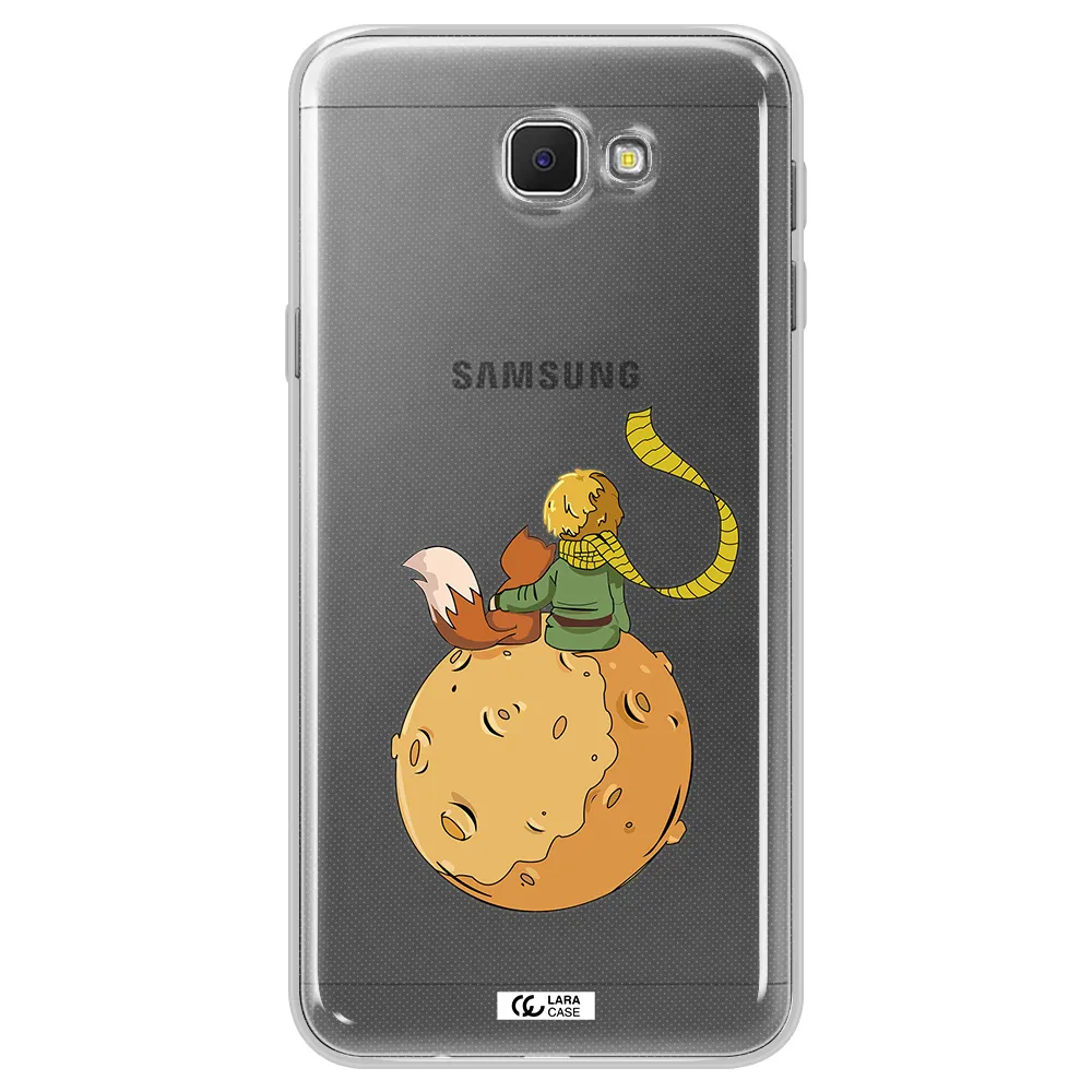 a cartoon of a fox and a fox sitting on a planet Samsung J5 Prime Clear TPU Case