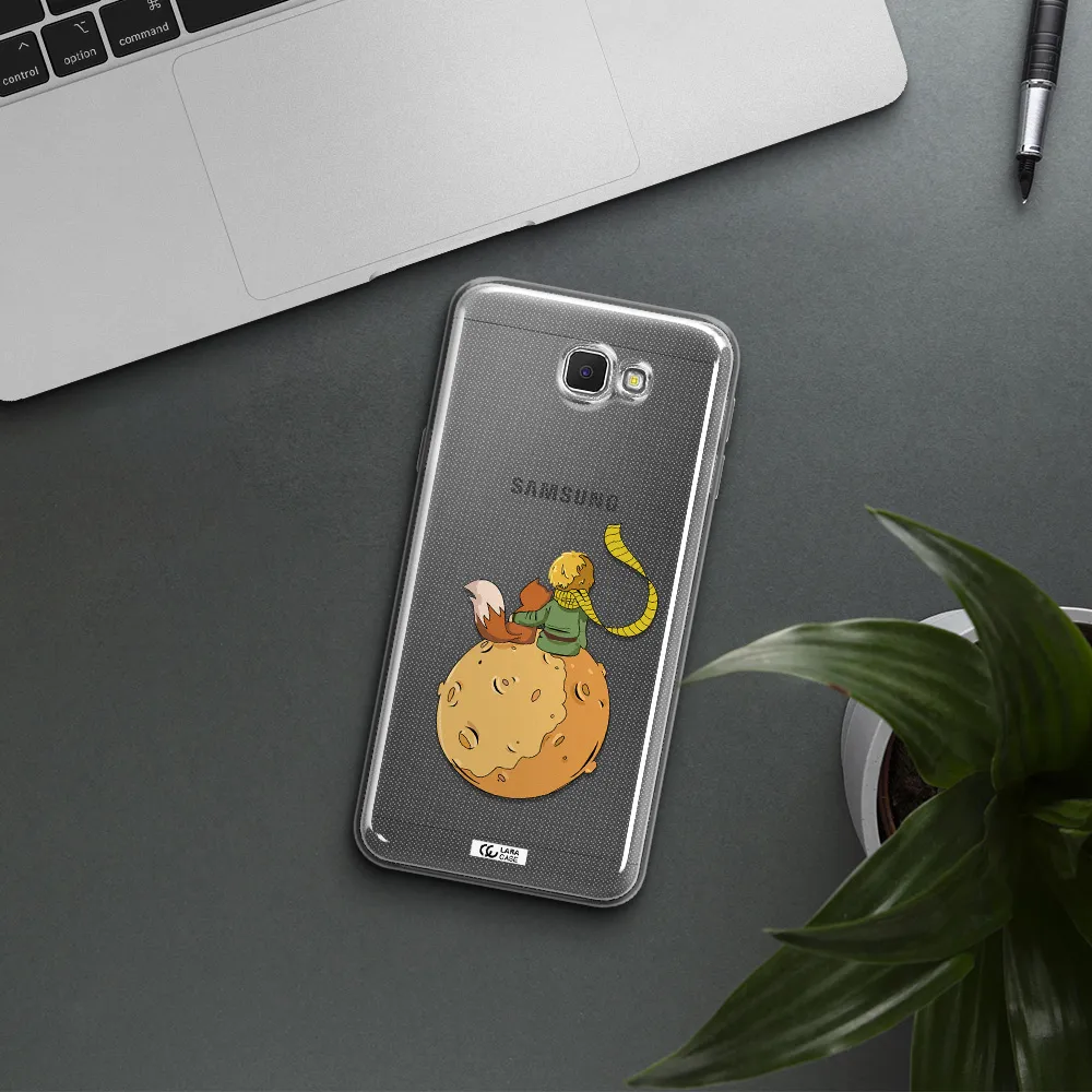 a cartoon of a fox and a fox sitting on a planet Samsung J5 Prime Clear TPU Case