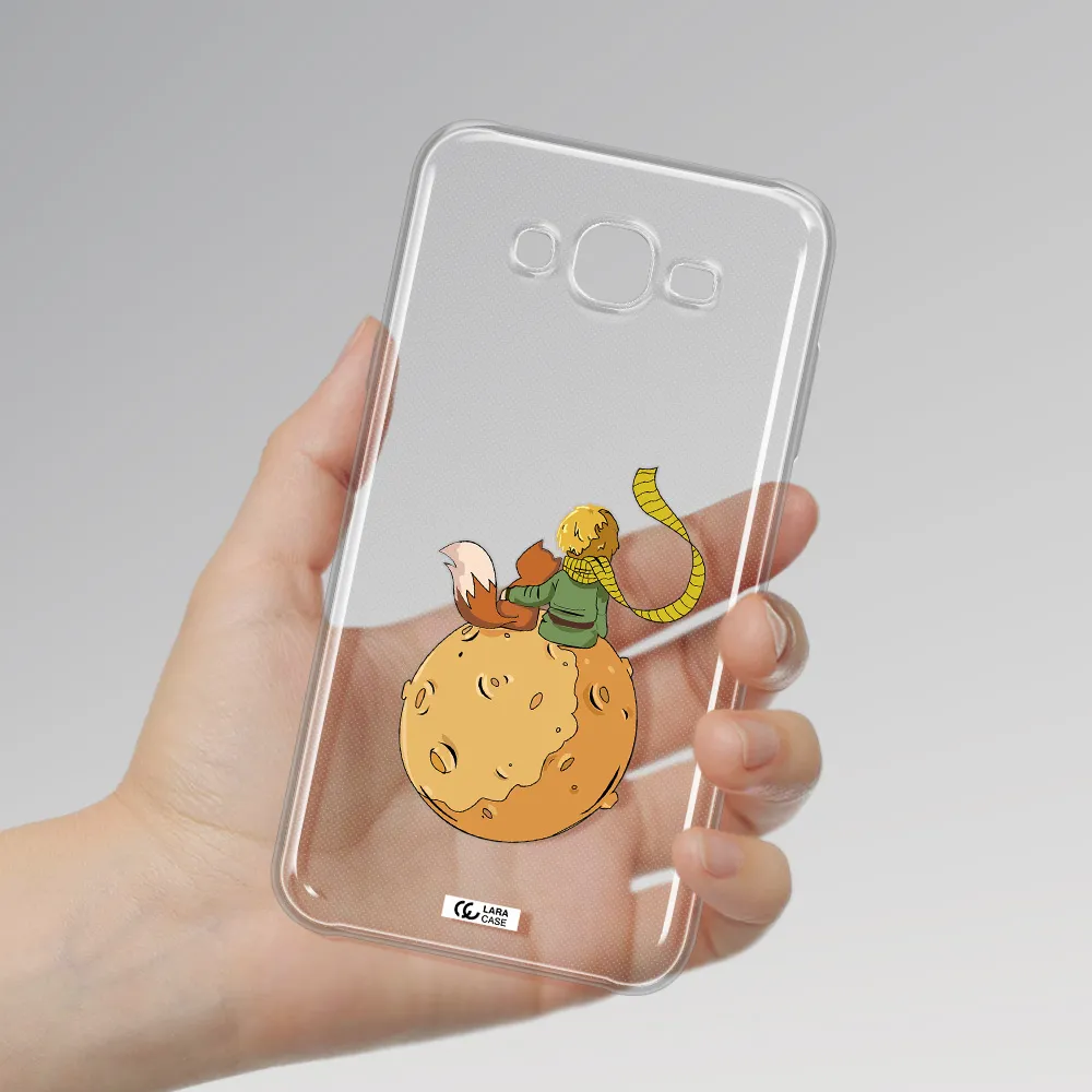 a cartoon of a fox and a fox sitting on a planet Samsung J7 2015 Clear TPU Case