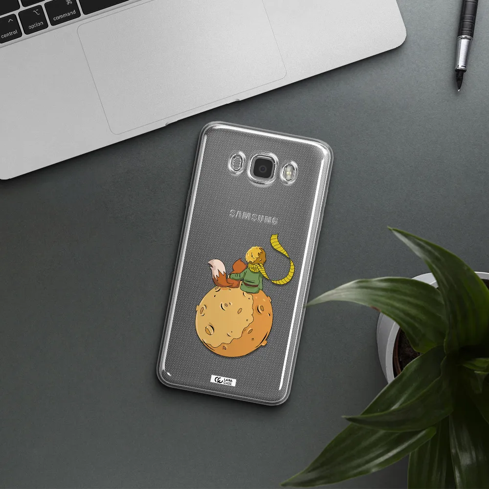 a cartoon of a fox and a fox sitting on a planet Samsung J7 2016 Clear TPU Case