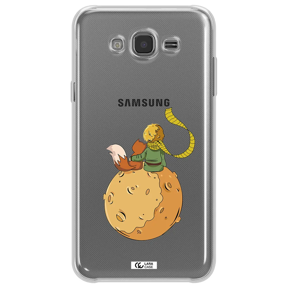 a cartoon of a fox and a fox sitting on a planet Samsung J7 Core Clear TPU Case
