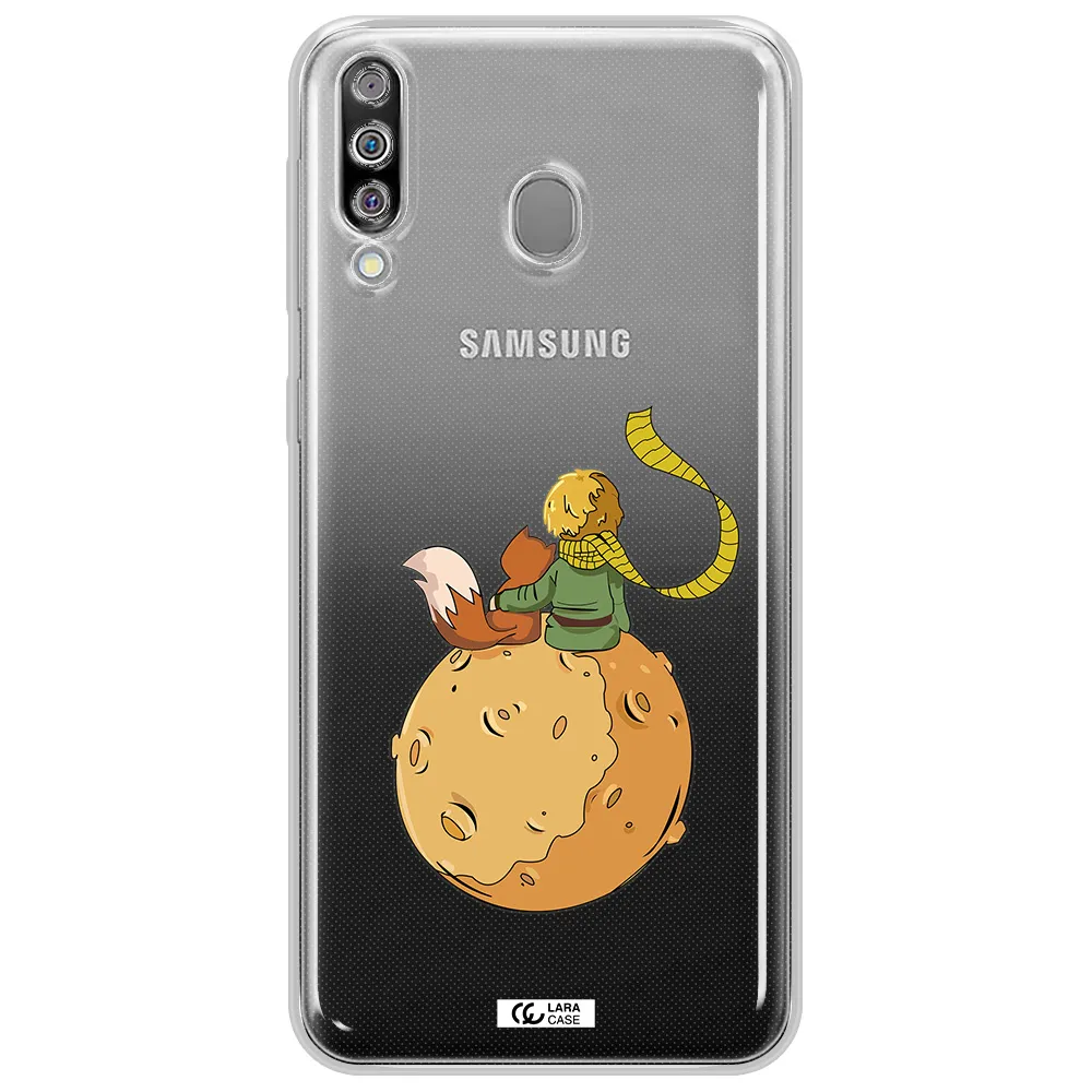 a cartoon of a fox and a fox sitting on a planet Samsung M30 Clear TPU Case