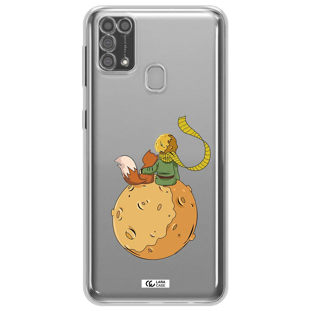 a cartoon of a fox and a fox sitting on a planet Samsung M31 Clear TPU Case