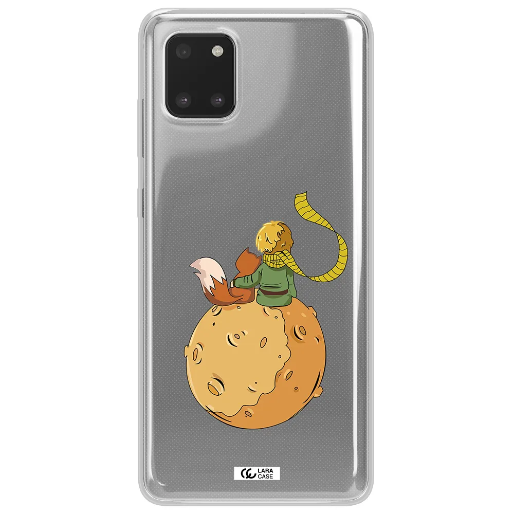 a cartoon of a fox and a fox sitting on a planet Samsung Note 10 Lite Clear TPU Case
